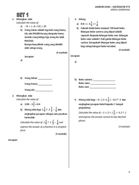 Contoh Set Soalan Pt3 Matematik Image