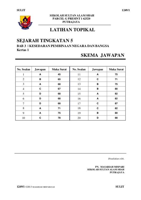 Contoh Skema Jawapan Objektif Image